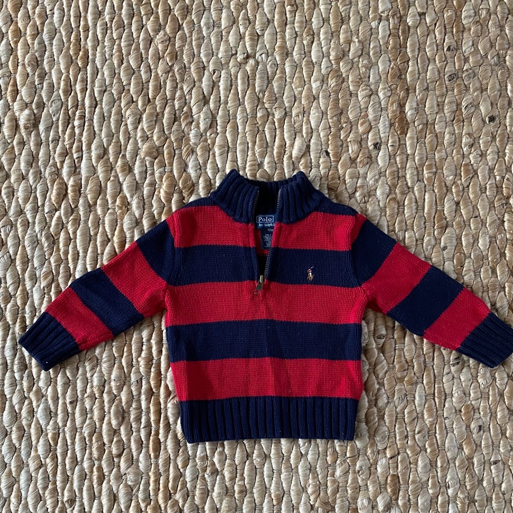 Polo striped quarter zip sweater